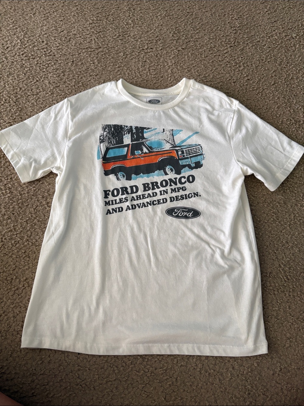 Ford Bronco Graphic Tee - White with Orange & Blue Print